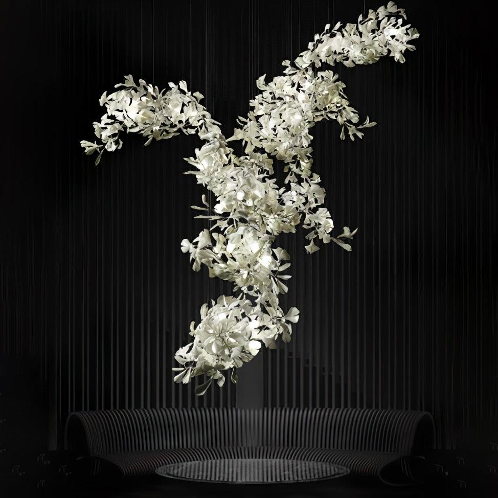 Gingko Combination Chandelier L 59.1″ x H 25.6″ / L 350cm x H 300cm / Gold & White Chandelier