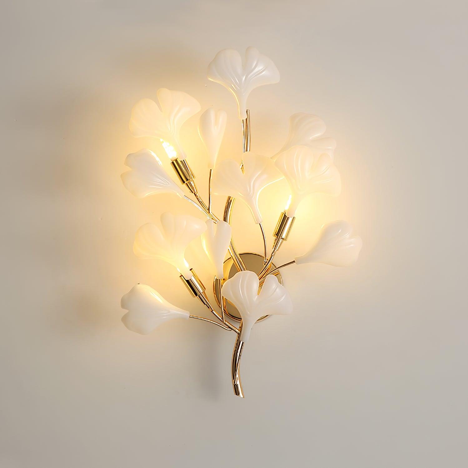 Gingko Wall Lamp Dia 13.8″ x H 19.7″ / Dia 35cm x H 50cm / Gold + White Wall lamp