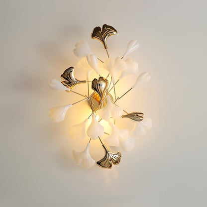 Gingko Wall Lamp Dia 15.7″ x H 23.6″ / Dia 40cm x H 60cm / Gold + White Wall lamp