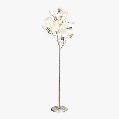Gingko Leaf Floor Lamp Dia 23.6″ x H 66.9″ / Dia 60cm x H 170cm（ E14*5 ） / Gold & White Marble Base / US Plug Floor lamp