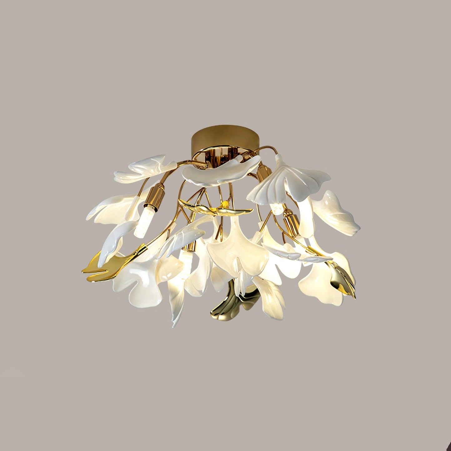 Gingko Ceiling Lamp Dia 16.5″ x H 9.8″ / Dia 42cm x H 25cm / Gold + White Ceiling lamp