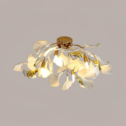 Gingko Ceiling Lamp Dia 20.5″ x H 9.8″ / Dia 52cm x H 25cm / Gold + White Ceiling lamp