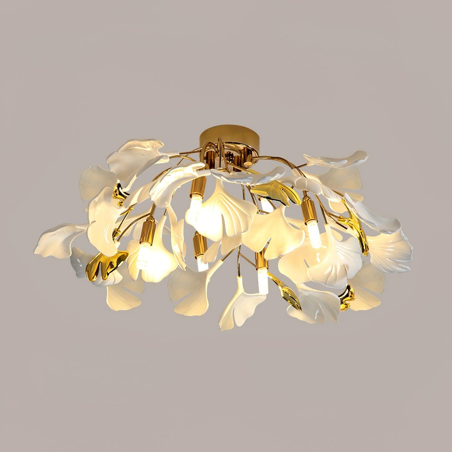 Gingko Ceiling Lamp Dia 24.4″ x H 9.8″ / Dia 62cm x H 25cm / Gold + White Ceiling lamp