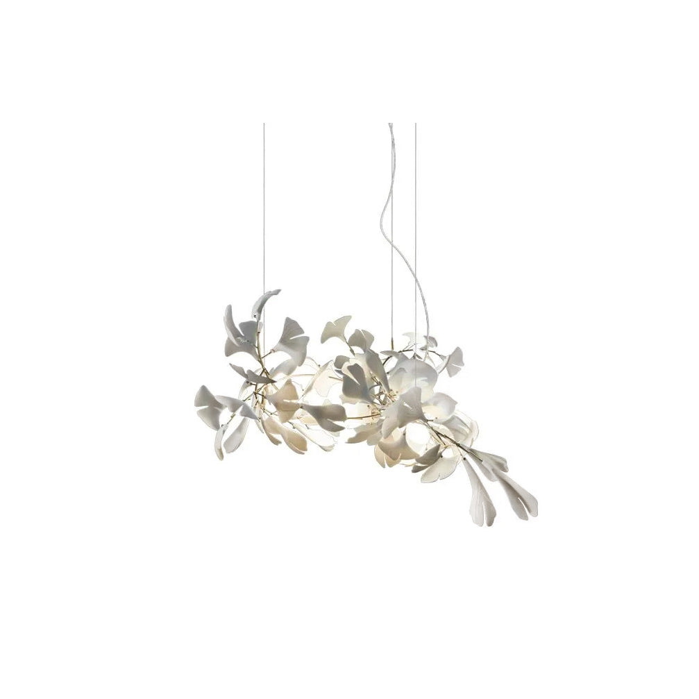 Gingko Chandelier A L 23.6″ x H 15.7″ / L 60cm x H 40cm / Gold + White Chandelier