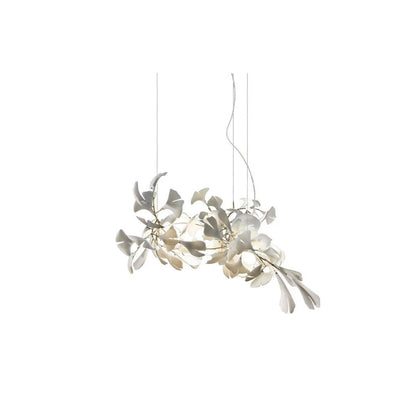 Gingko Chandelier A L 23.6″ x H 15.7″ / L 60cm x H 40cm / Gold + White Chandelier
