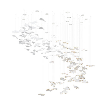 Ginkgo Tree Chandelier Support Customized Drawings / Gold & White / Warm Light Commercial Interior Customize