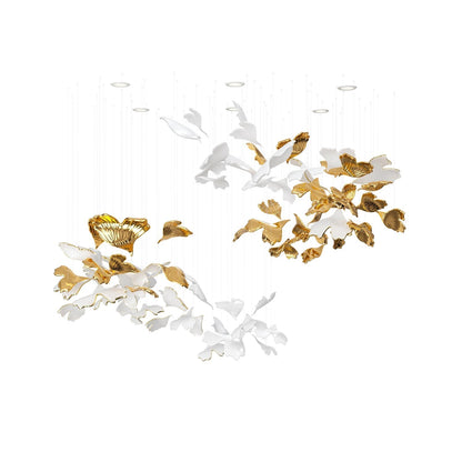 Ginkgo Tree Chandelier Dia 63″ x H 45.3″ / Gold & White / Warm Light Commercial Interior Customize