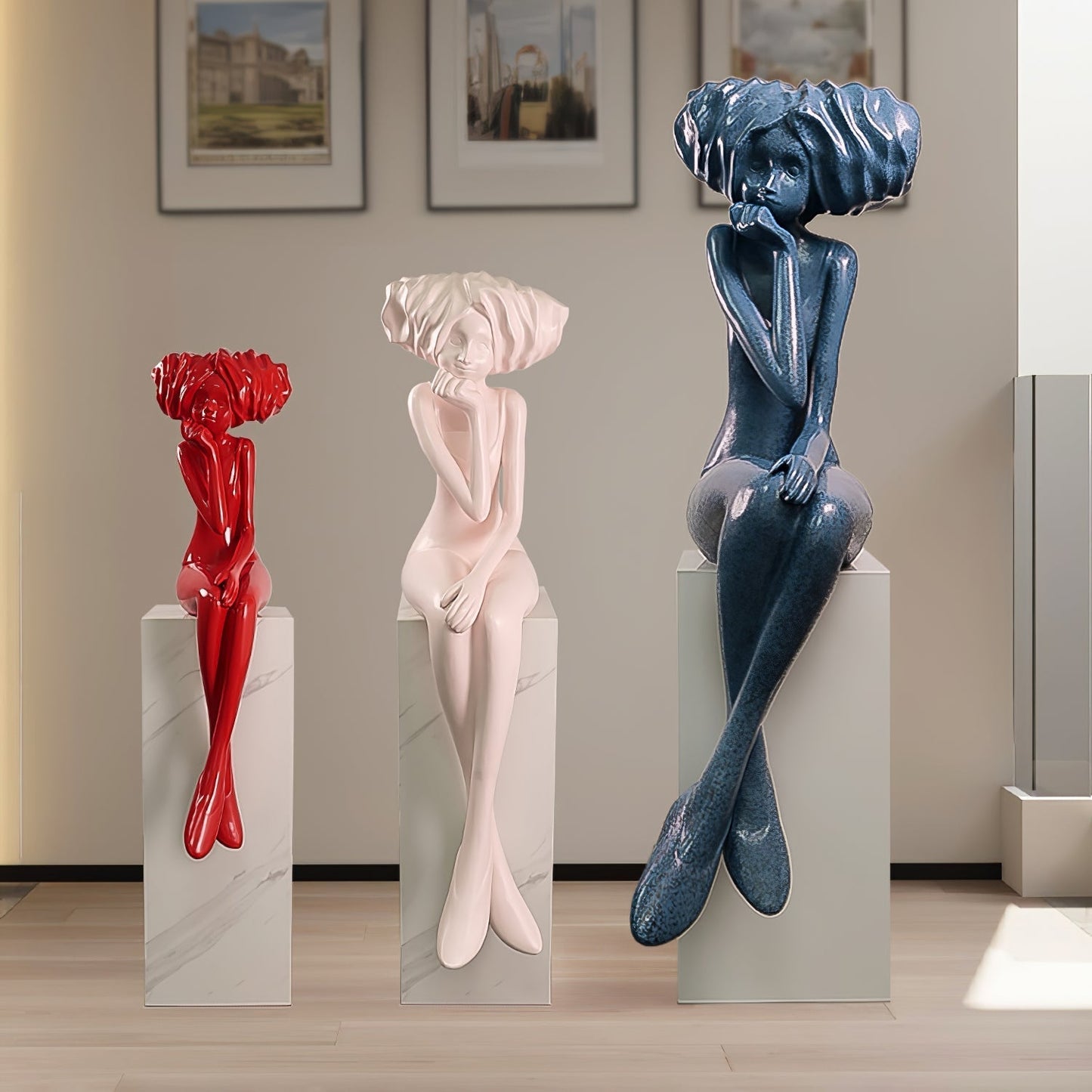 Girl Meditate Sculpture Ornaments Home Decor
