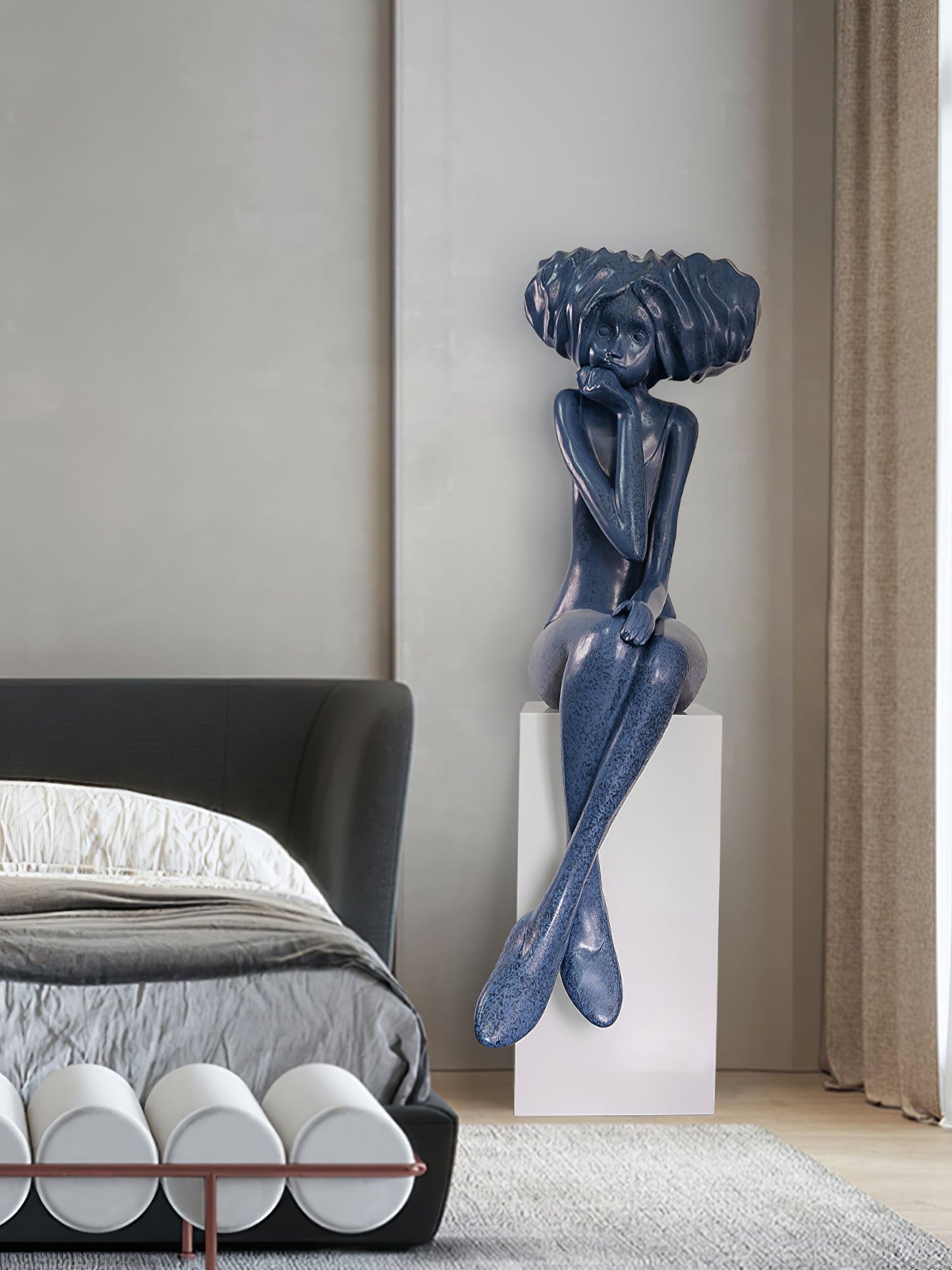 Girl Meditate Sculpture Ornaments Home Decor