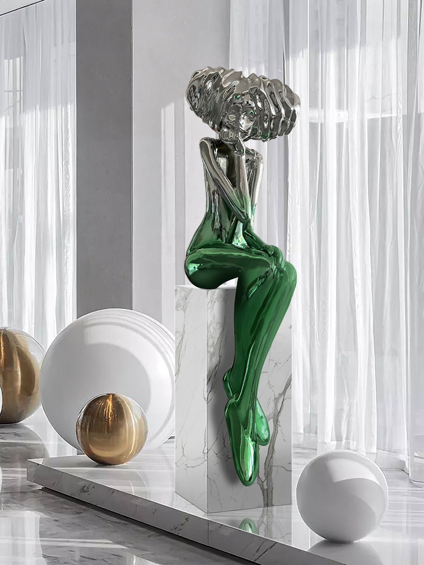 Girl Meditate Sculpture Ornaments Home Decor