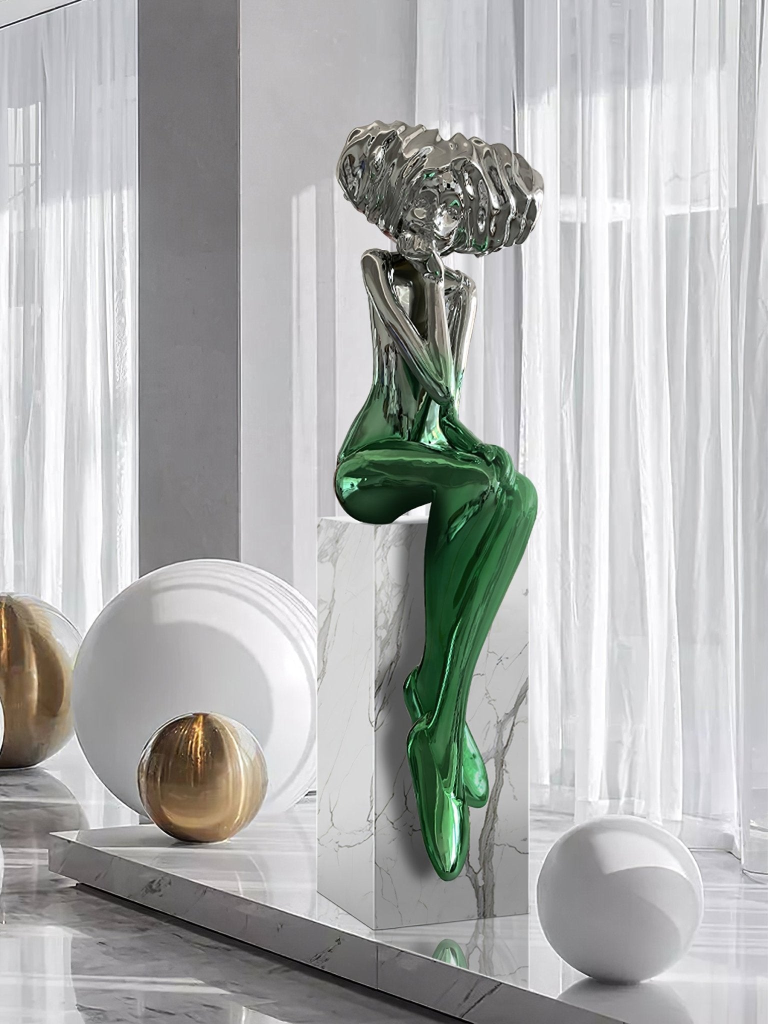 Girl Meditate Sculpture Ornaments Home Decor