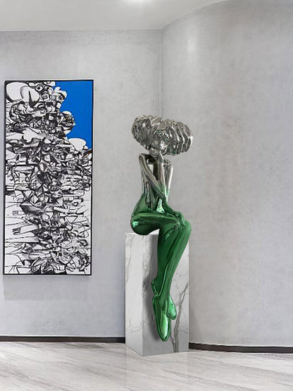 Girl Meditate Sculpture Ornaments Home Decor