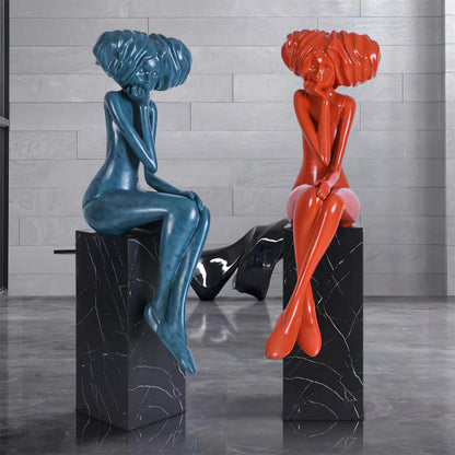 Girl Meditate Sculpture Ornaments Home Decor