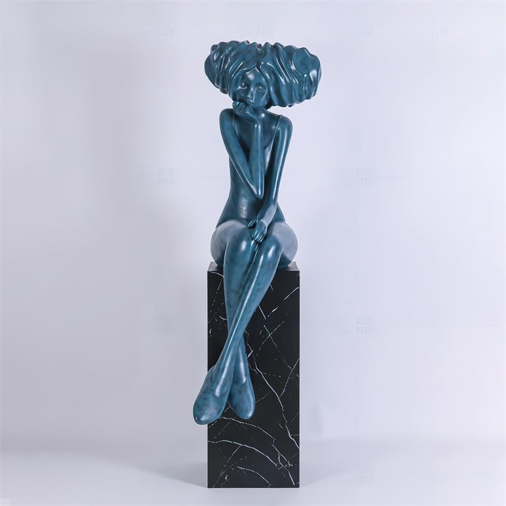 Girl Meditate Sculpture Ornaments Home Decor