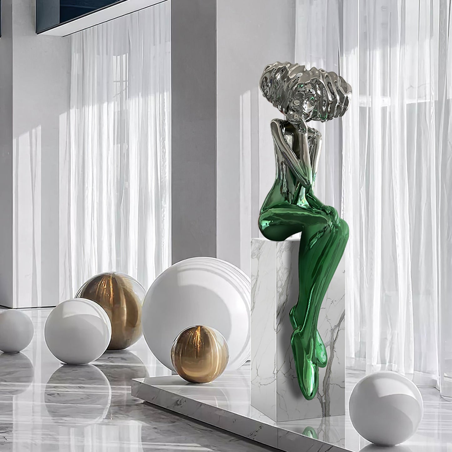 Girl Meditate Sculpture Ornaments Home Decor