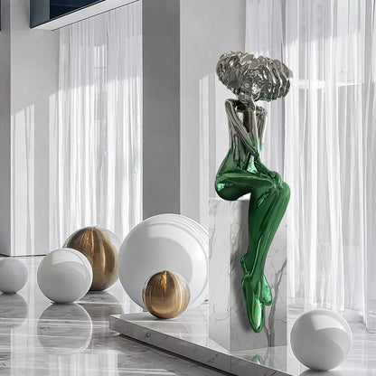 Girl Meditate Sculpture Ornaments Home Decor