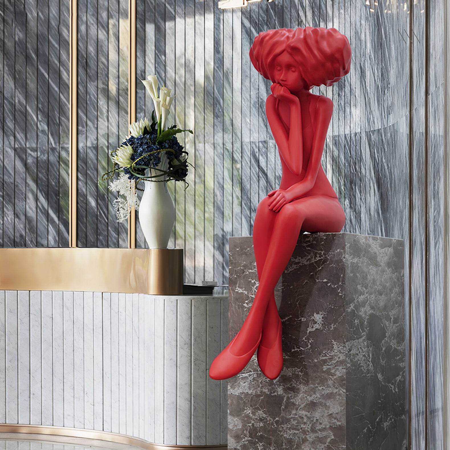 Girl Meditate Sculpture Ornaments Home Decor