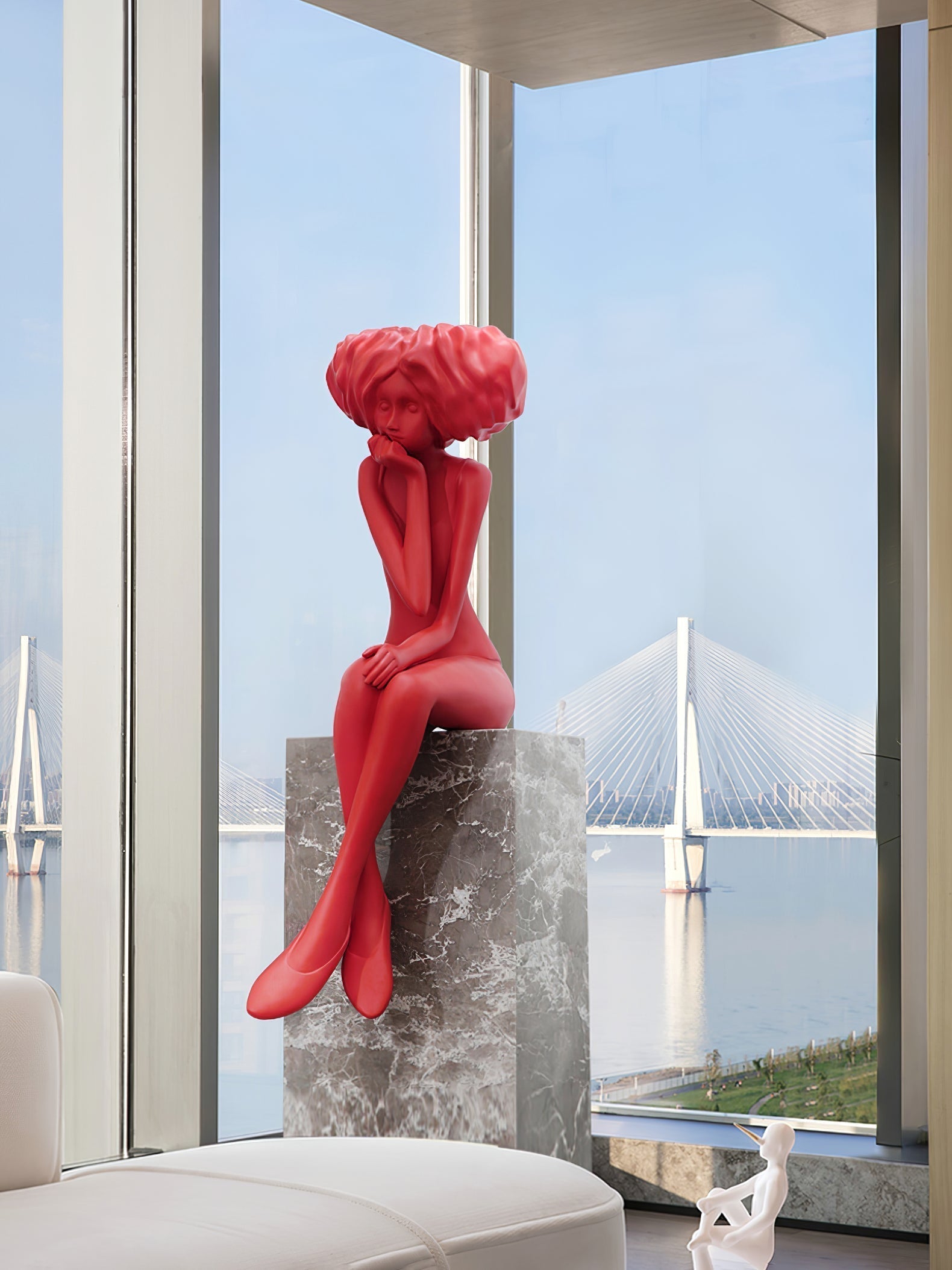 Girl Meditate Sculpture Ornaments Home Decor