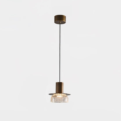 Glacier Crackle Glass Pendant Lamp Model A Size: Dia 15cm x H 14.5cm / Dia 5.9″ x H 5.7″ / Clear & Bronze color / Warm