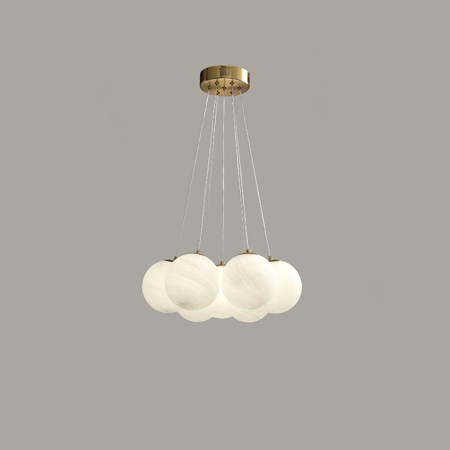 Glass Cluster Chandelier 7 heads Dia 18.1″ x H 59″ / Dia 45cm x H 150cm / Gold & White Chandelier