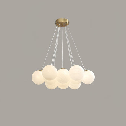 Glass Cluster Chandelier 13 heads Dia 23.6″ x H 59″ / Dia 60cm x H 150cm / Gold & White Chandelier
