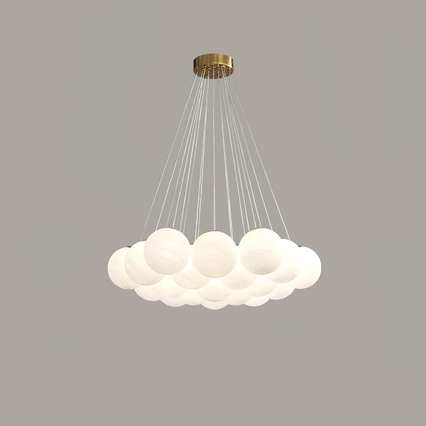 Glass Cluster Chandelier 19 heads Dia 29.5″ x H 59″ / Dia 75cm x H 150cm / Gold & White Chandelier