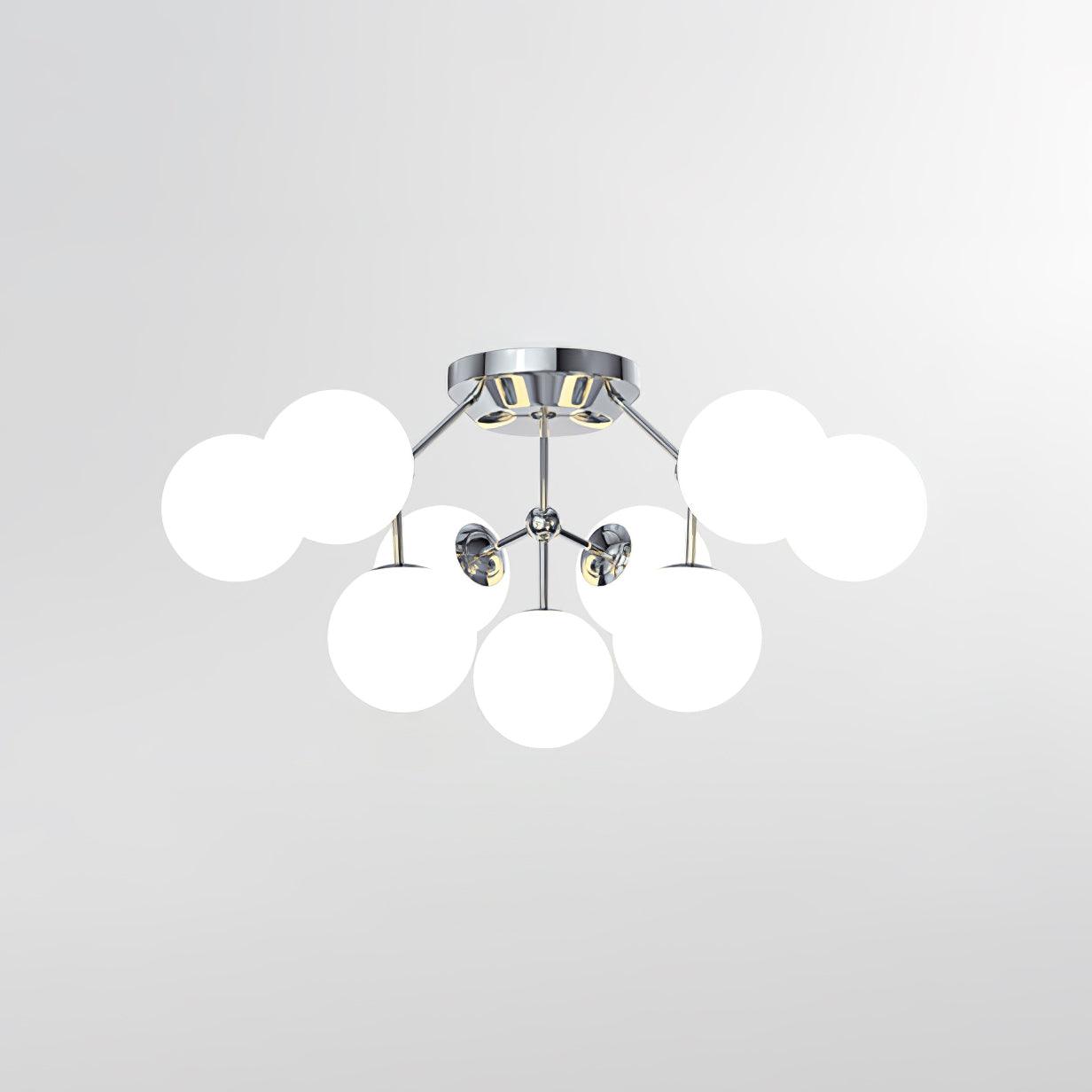 Glass Balls Cluster Ceiling Lamp 9 Lamps ? 33.1″ x H 13.4″ / Dia 84cm x H 34cm / Chrome & White Ceiling lamp