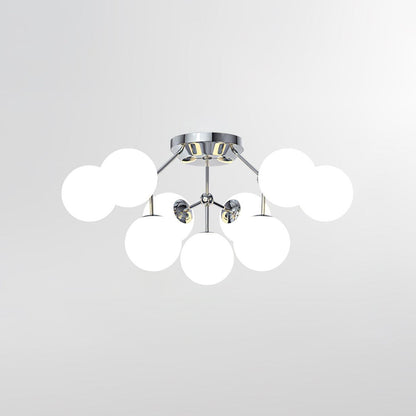 Glass Balls Cluster Ceiling Lamp 9 Lamps ? 33.1″ x H 13.4″ / Dia 84cm x H 34cm / Chrome & White Ceiling lamp