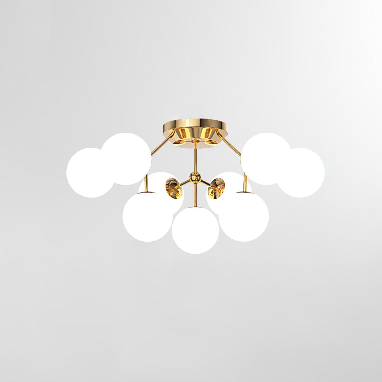 Glass Balls Cluster Ceiling Lamp 9 Lamps ? 33.1″ x H 13.4″ / Dia 84cm x H 34cm / Gold & White Ceiling lamp
