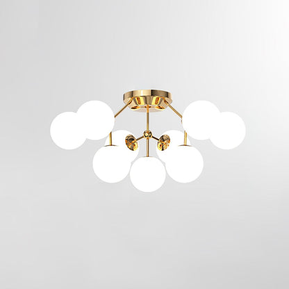 Glass Balls Cluster Ceiling Lamp 9 Lamps ? 33.1″ x H 13.4″ / Dia 84cm x H 34cm / Gold & White Ceiling lamp