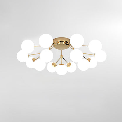 Glass Balls Cluster Ceiling Lamp 15 Lamps ? 43.3″ x H 16.9″ / Dia 110cm x H 43cm / Gold & White Ceiling lamp