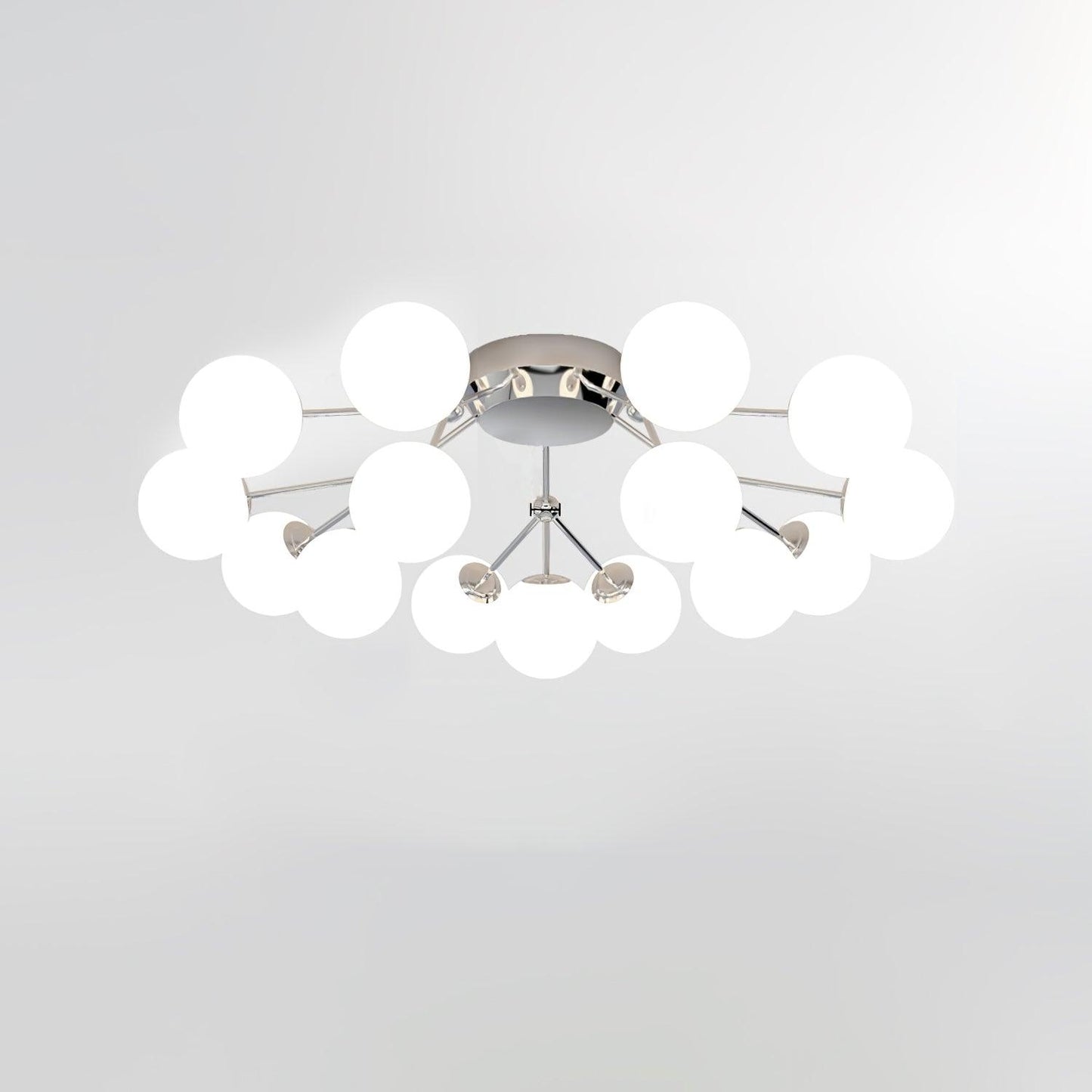 Glass Balls Cluster Ceiling Lamp 15 Lamps ? 43.3″ x H 16.9″ / Dia 110cm x H 43cm / Chrome & White Ceiling lamp