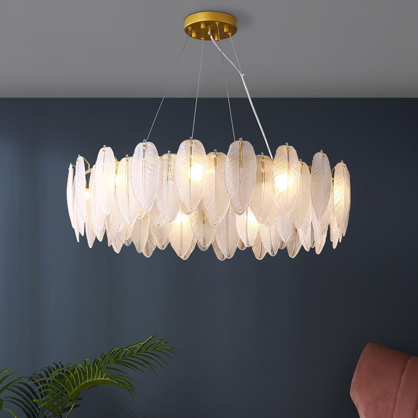Glass Feather Chandelier Chandelier