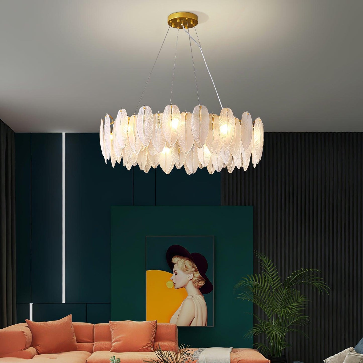 Glass Feather Chandelier Chandelier