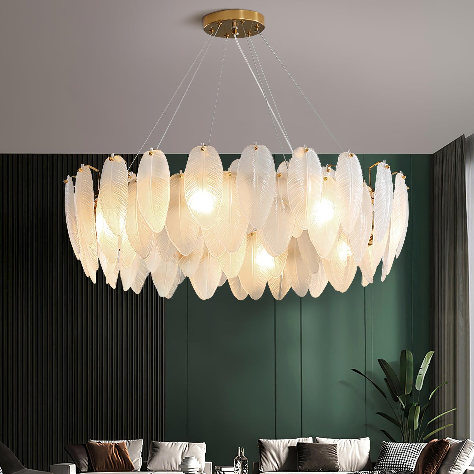 Glass Feather Chandelier Chandelier