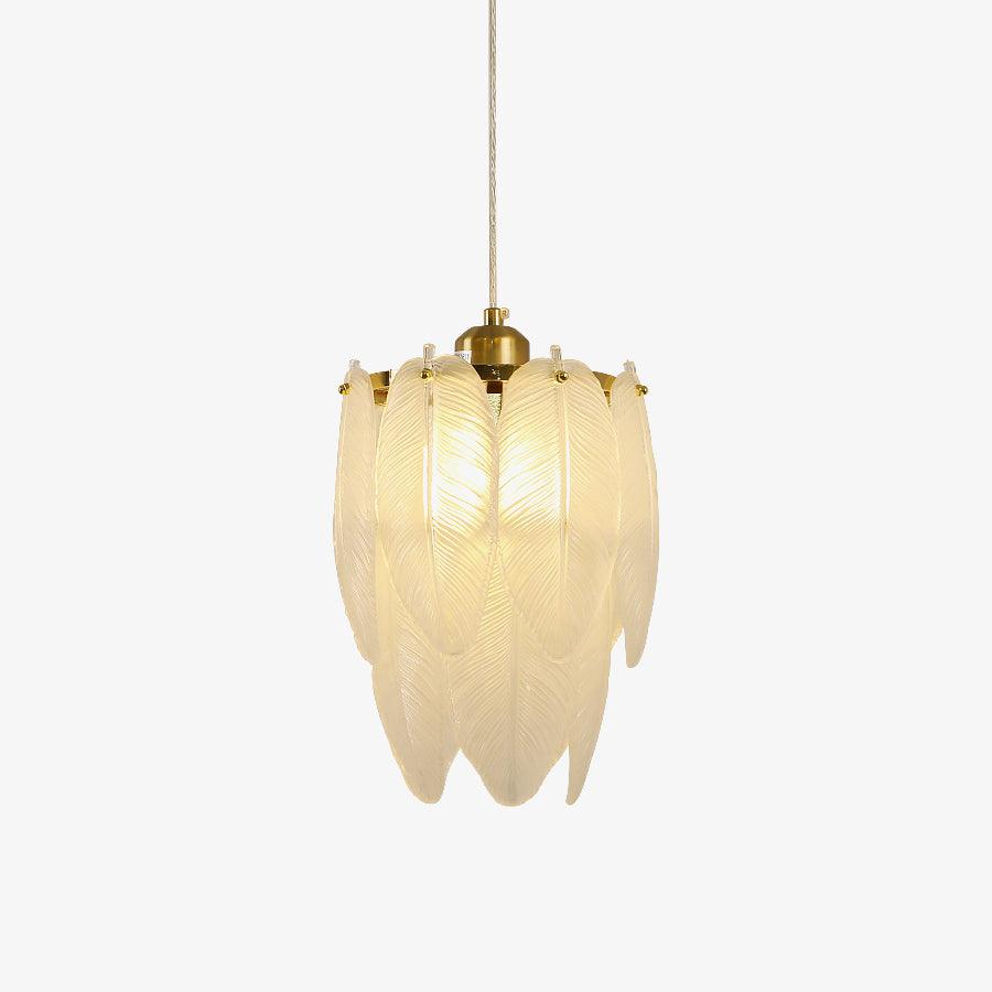 Glass Feather Pendant Light ? 7.1″ x H 11.8″ / Dia 18cm x H 30cm / Copper plated + Opaque Pendant light