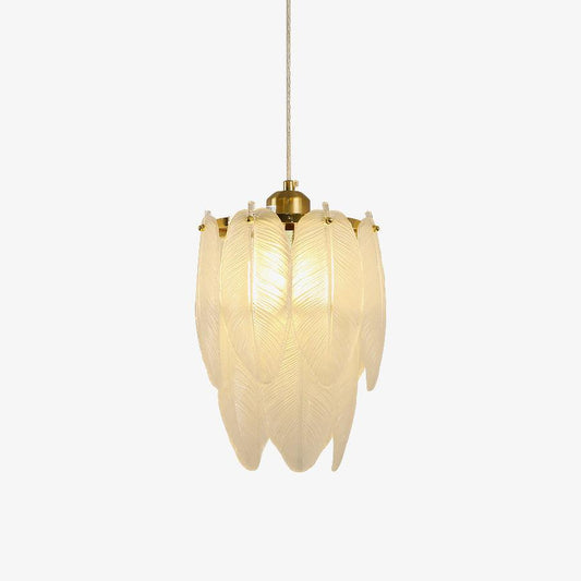 Glass Feather Pendant Light ? 7.1″ x H 11.8″ / Dia 18cm x H 30cm / Copper plated + Opaque Pendant light