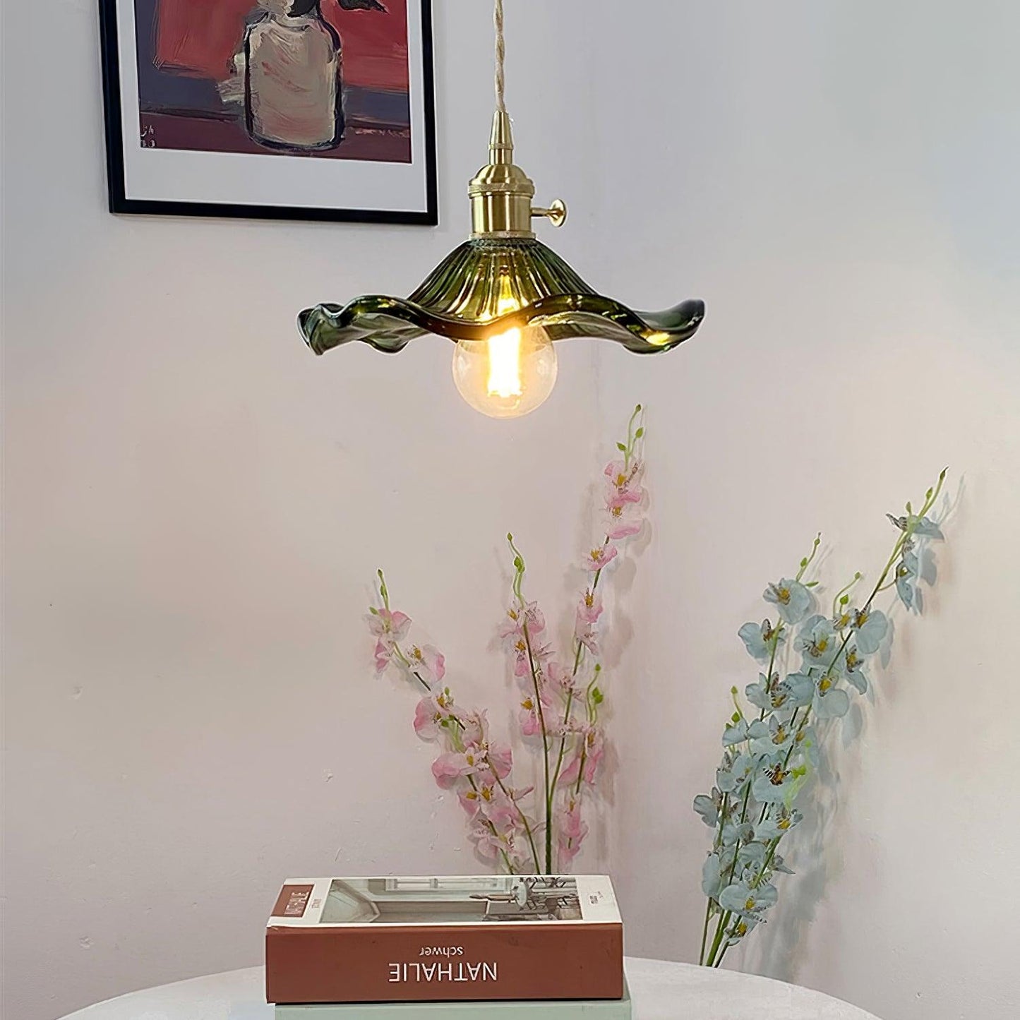 Glass Hibiscus Flower Swag Light Pendant light