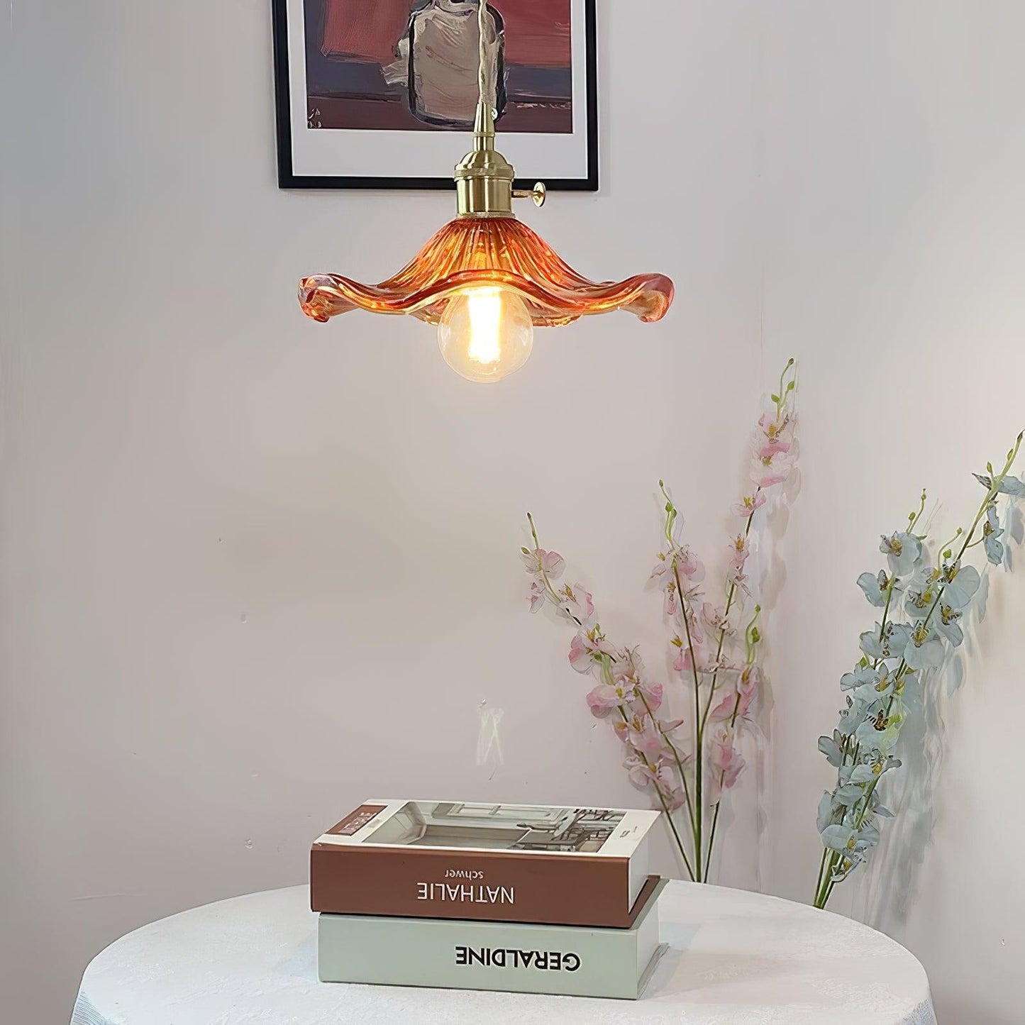Glass Hibiscus Flower Swag Light Pendant light