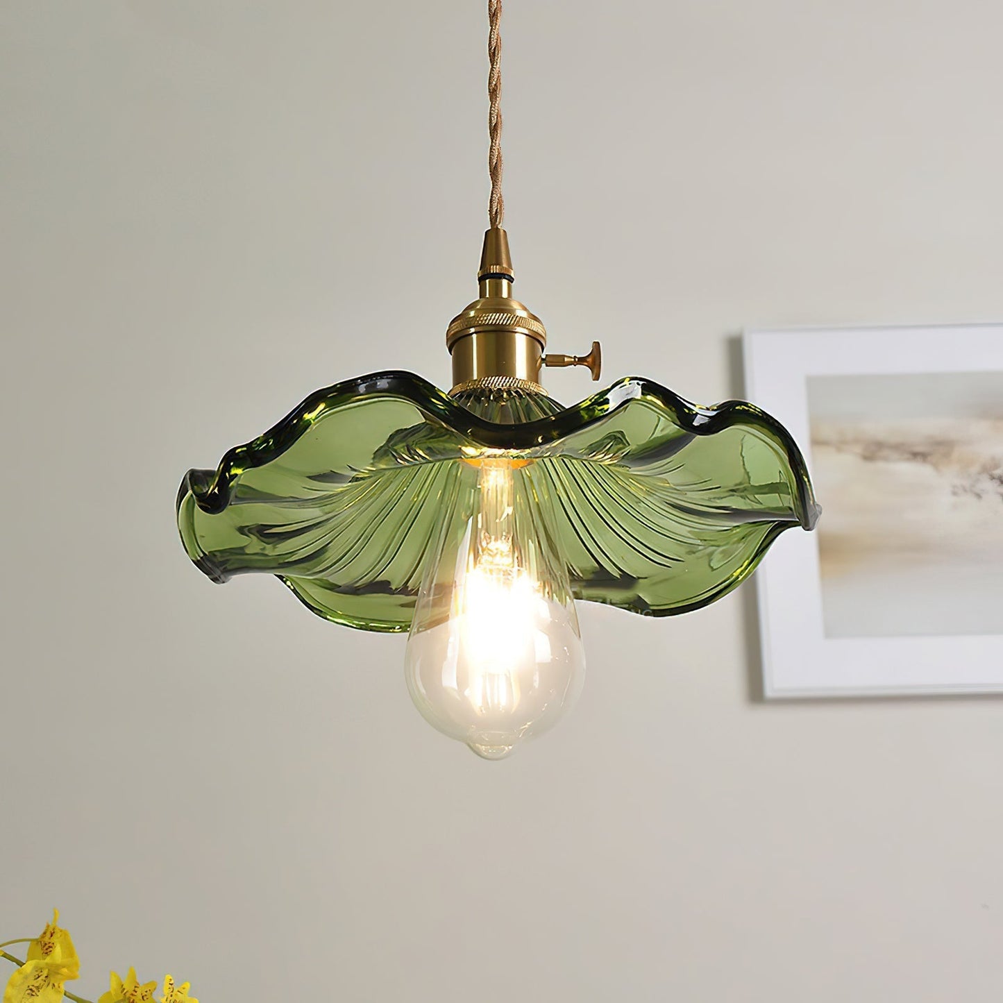 Glass Hibiscus Flower Swag Light Pendant light
