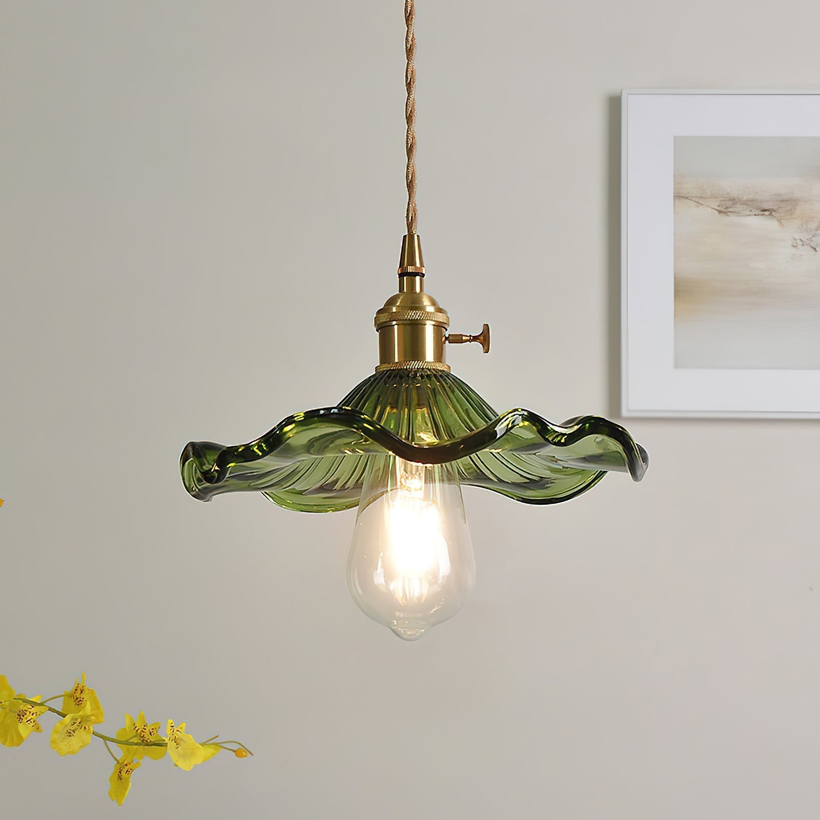 Glass Hibiscus Flower Swag Light Pendant light