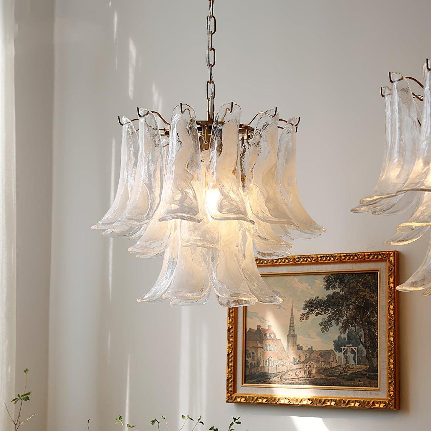 Glass Leaf Cascade Chandelier Chandelier
