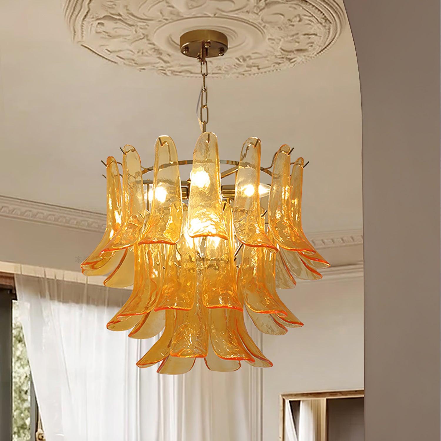 Glass Leaf Cascade Chandelier Chandelier