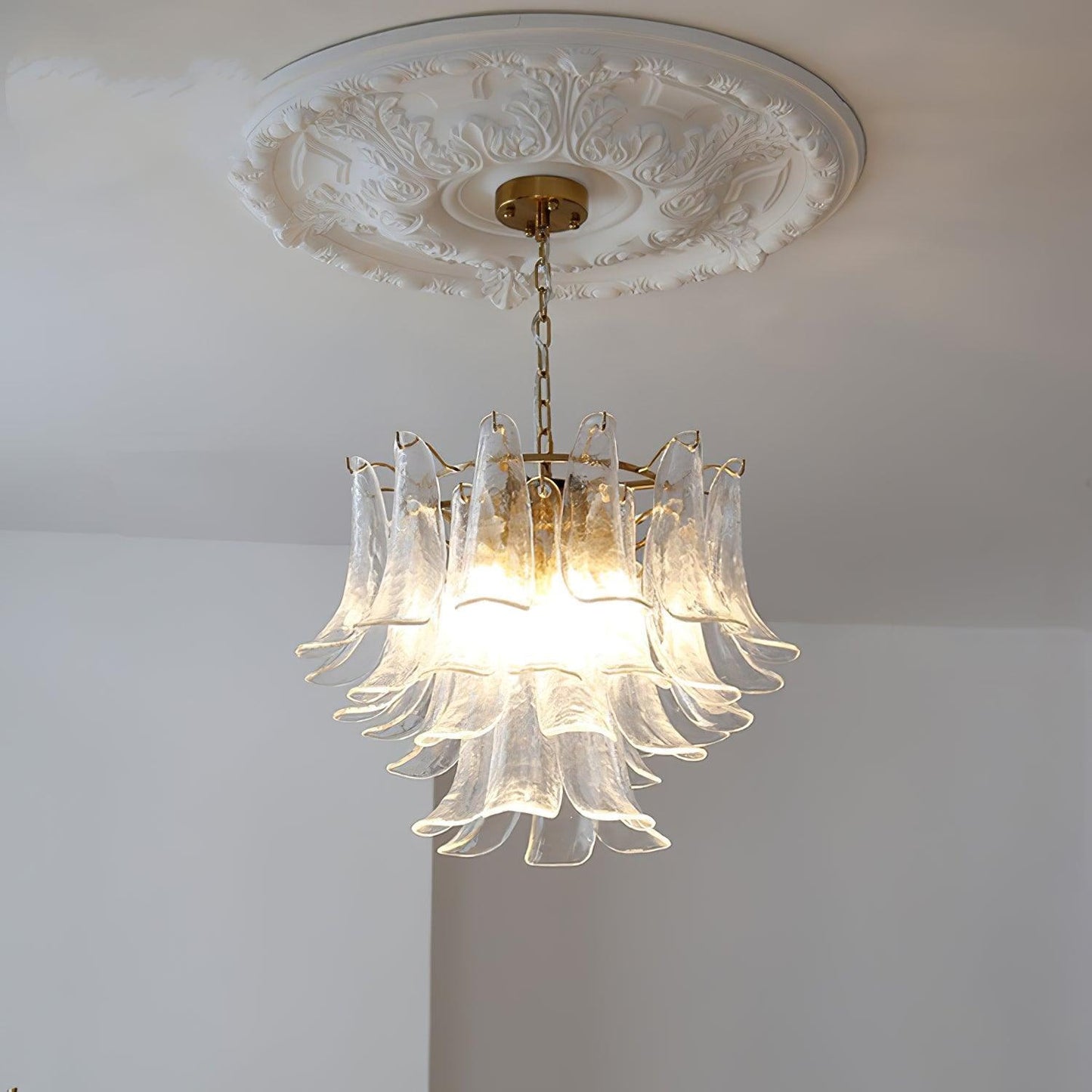 Glass Leaf Cascade Chandelier Chandelier