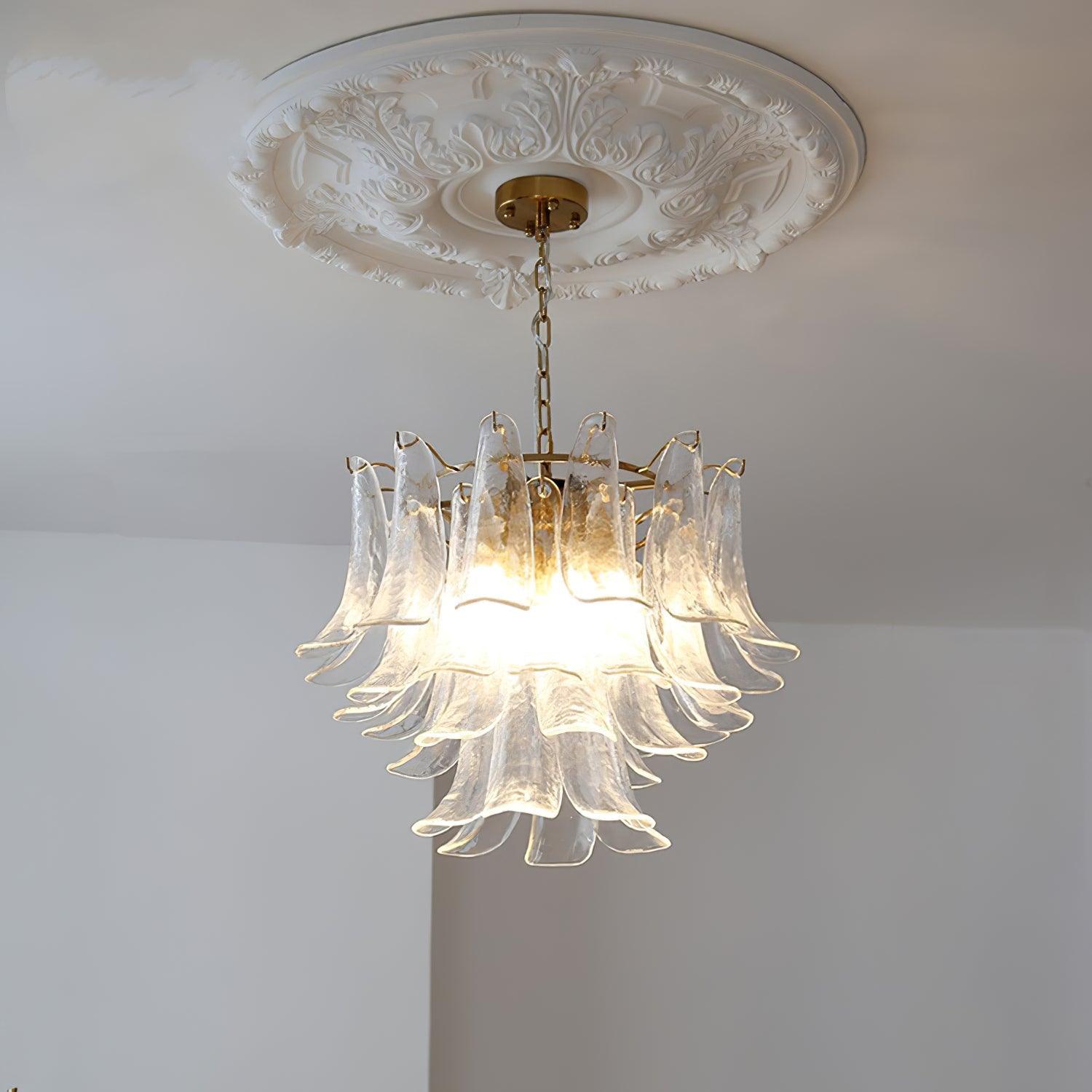 Glass Leaf Cascade Chandelier Chandelier