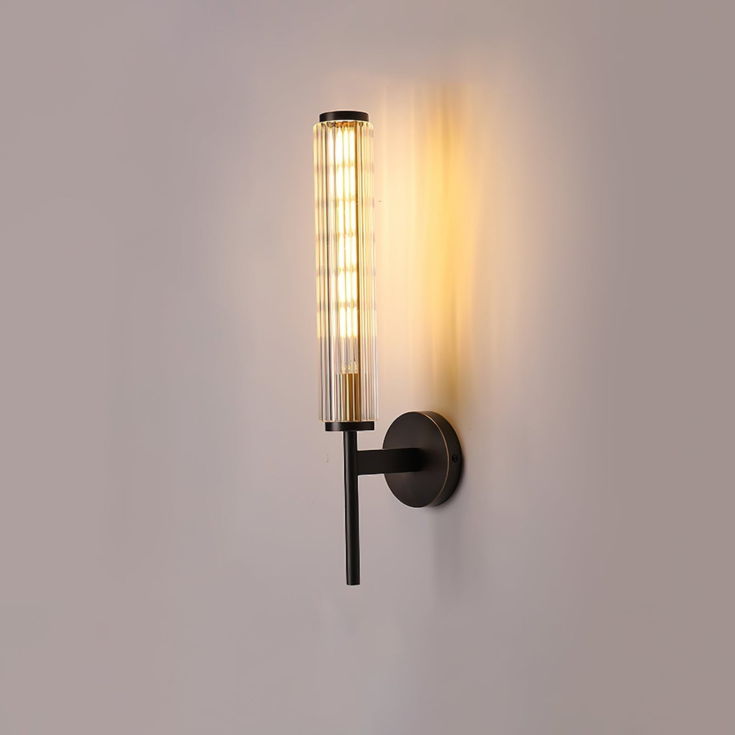 Glass Linear Brass Wall Light ? 2.4″ x H 18.5″ / Black / Warm Light Wall lamp