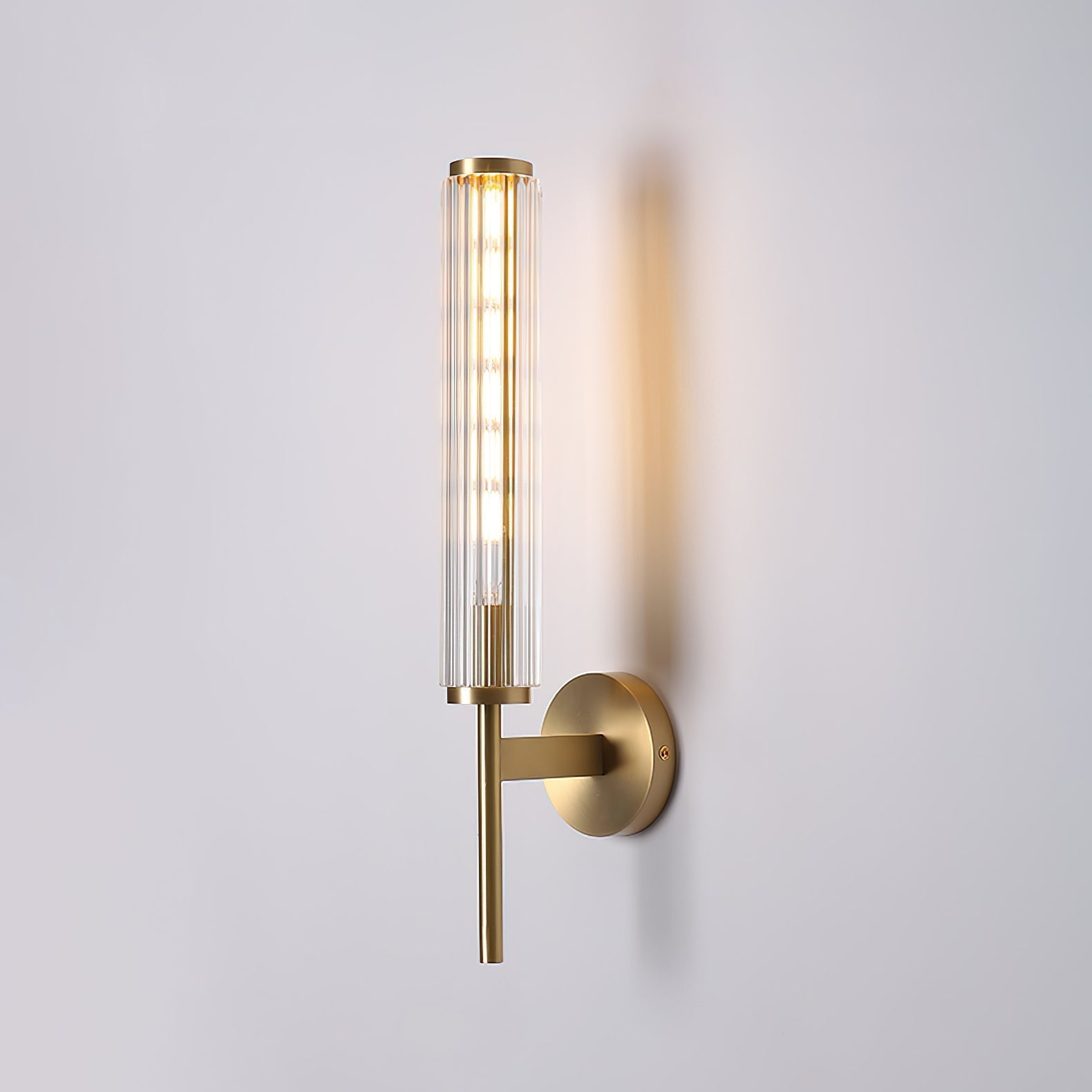 Glass Linear Brass Wall Light ? 2.4″ x H 18.5″ / Brass / Warm Light Wall lamp