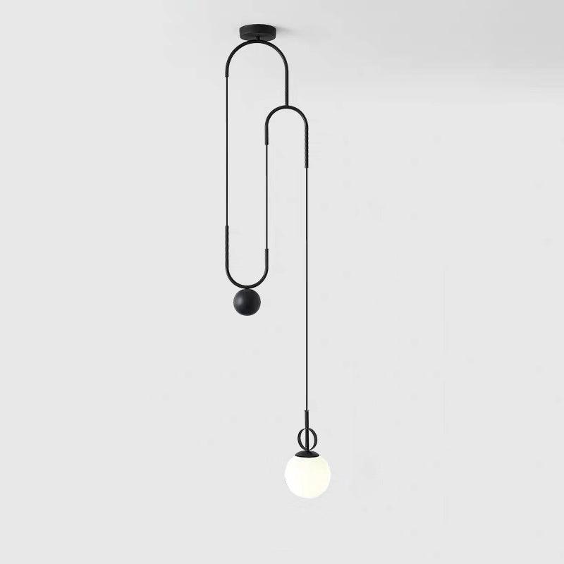 Glass Ball Pendant Lamp Dia 13.8″ x H 46.5″ / Dia 35cm x H 118cm / Black Pendant light