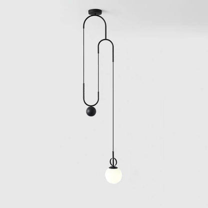 Glass Ball Pendant Lamp Dia 13.8″ x H 46.5″ / Dia 35cm x H 118cm / Black Pendant light