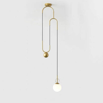 Glass Ball Pendant Lamp Dia 13.8″ x H 46.5″ / Dia 35cm x H 118cm / Copper Pendant light